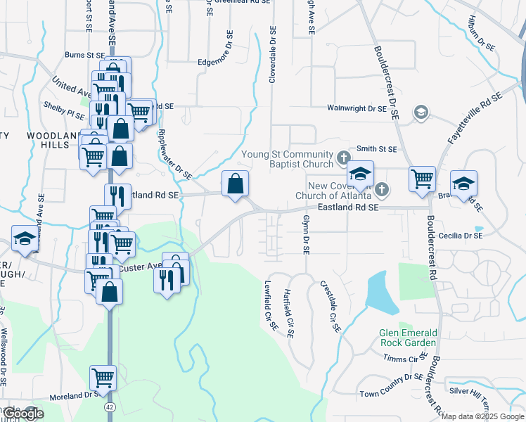 map of restaurants, bars, coffee shops, grocery stores, and more near in DeKalb County