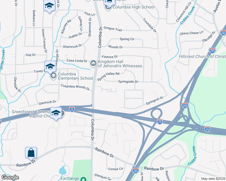 map of restaurants, bars, coffee shops, grocery stores, and more near 3338 York Place in Decatur