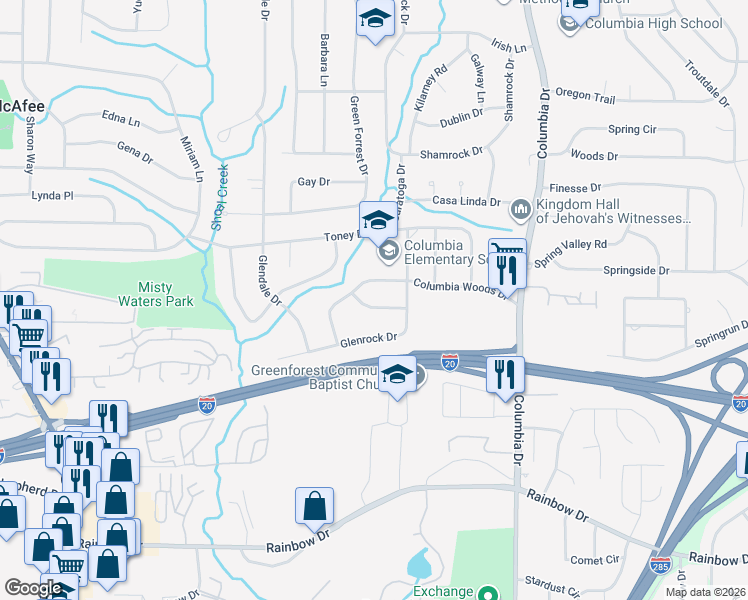 map of restaurants, bars, coffee shops, grocery stores, and more near 3228 Edgemont Way in Decatur