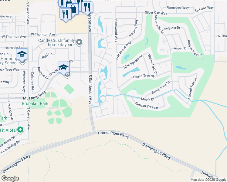 map of restaurants, bars, coffee shops, grocery stores, and more near 3001 Thyme Way in Hemet