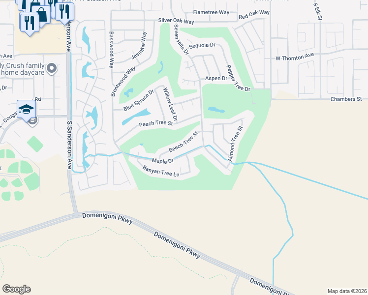 map of restaurants, bars, coffee shops, grocery stores, and more near 2655 Beech Tree Street in Hemet