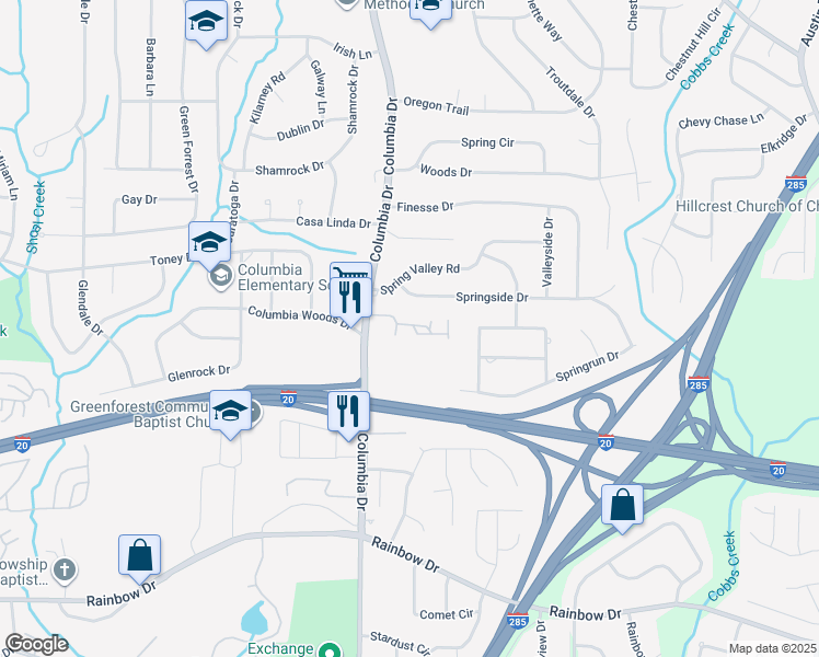 map of restaurants, bars, coffee shops, grocery stores, and more near 3333 York Place in Decatur