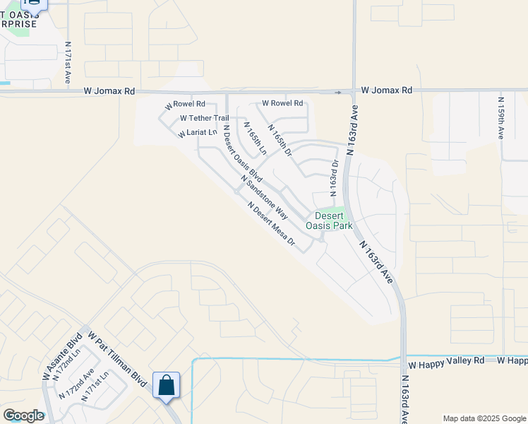 map of restaurants, bars, coffee shops, grocery stores, and more near 25775 North Desert Mesa Drive in Surprise