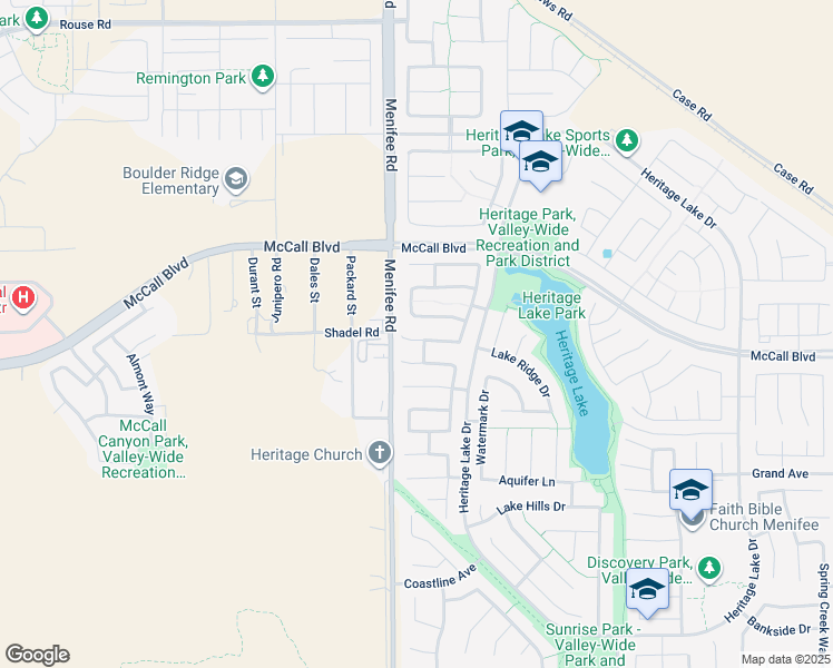 map of restaurants, bars, coffee shops, grocery stores, and more near 29072 Springshores Drive in Menifee