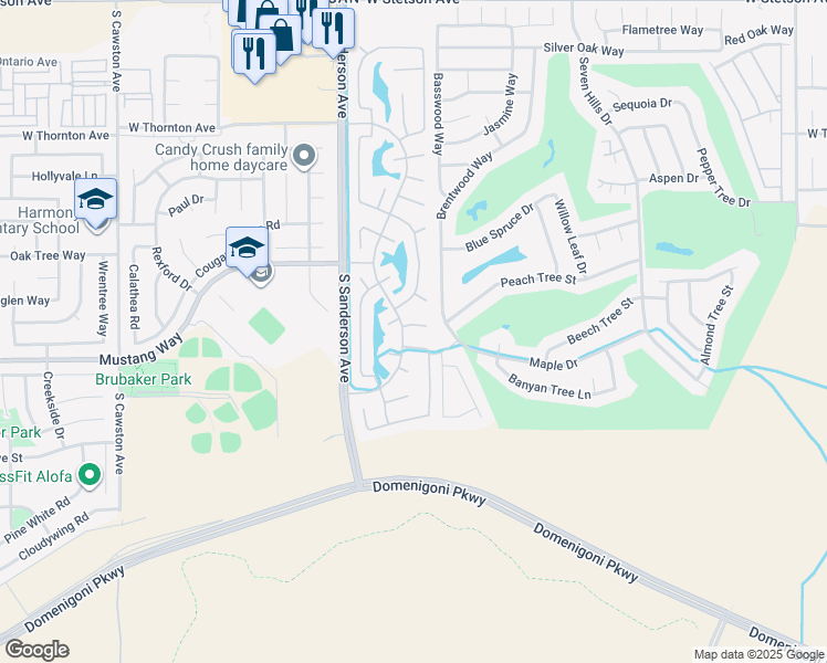 map of restaurants, bars, coffee shops, grocery stores, and more near 3061 Thyme Way in Hemet