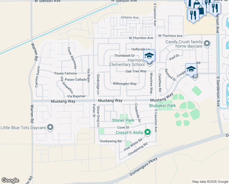 map of restaurants, bars, coffee shops, grocery stores, and more near 4815 Woods Lane in Hemet