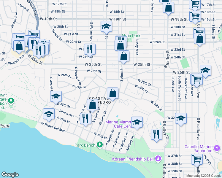 map of restaurants, bars, coffee shops, grocery stores, and more near 1064 W 31st St in Los Angeles