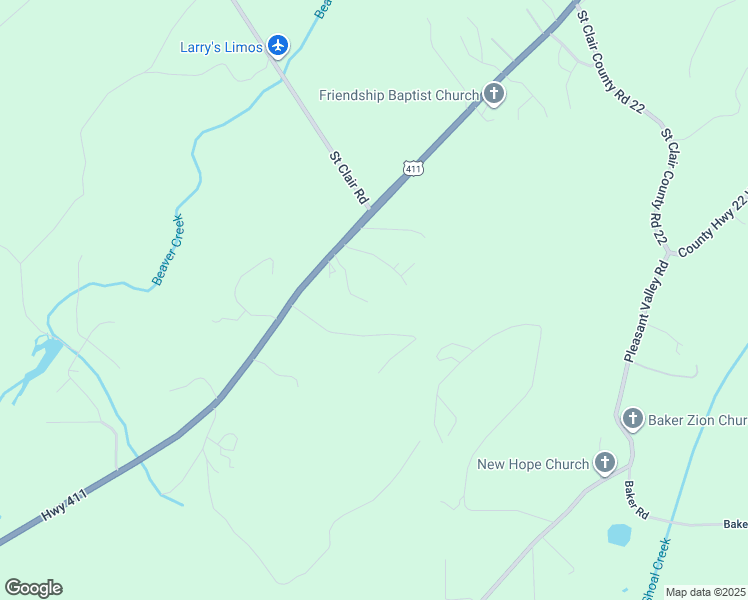 map of restaurants, bars, coffee shops, grocery stores, and more near 18818 U.S. 411 in Springville