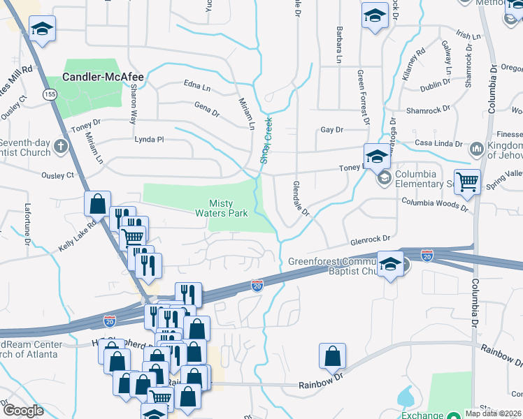 map of restaurants, bars, coffee shops, grocery stores, and more near 3025 Thrasher Circle in Decatur