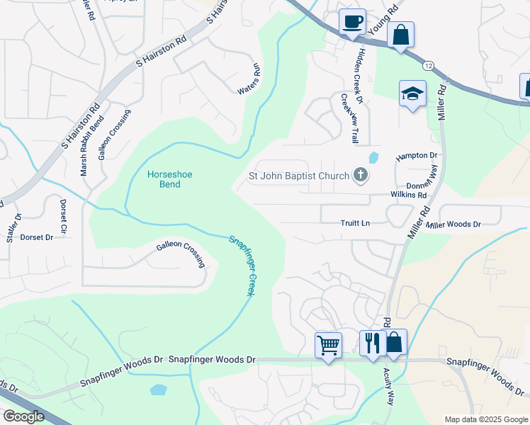 map of restaurants, bars, coffee shops, grocery stores, and more near 4795 Wilkins Station Drive in Decatur