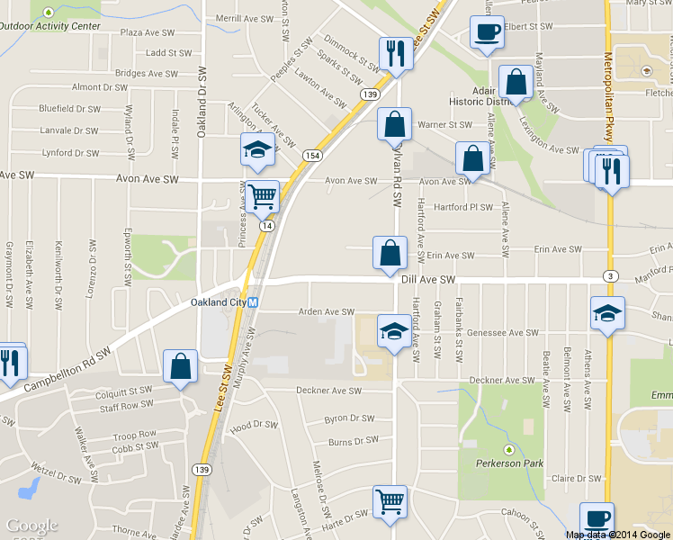 map of restaurants, bars, coffee shops, grocery stores, and more near 1019 Dill Avenue Southwest in Atlanta