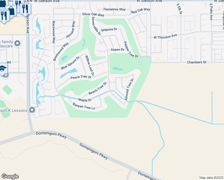 map of restaurants, bars, coffee shops, grocery stores, and more near 1786 Seven Hills Drive in Hemet