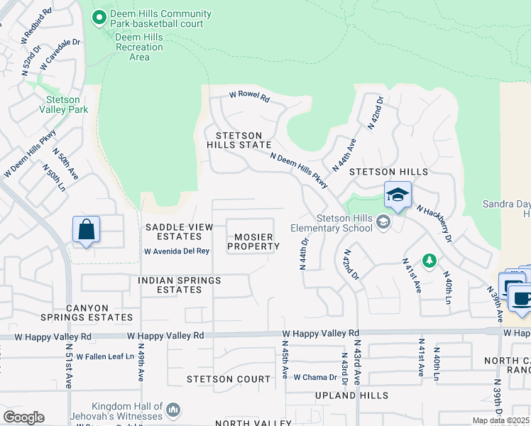 map of restaurants, bars, coffee shops, grocery stores, and more near 4510 West El Cortez Trail in Phoenix