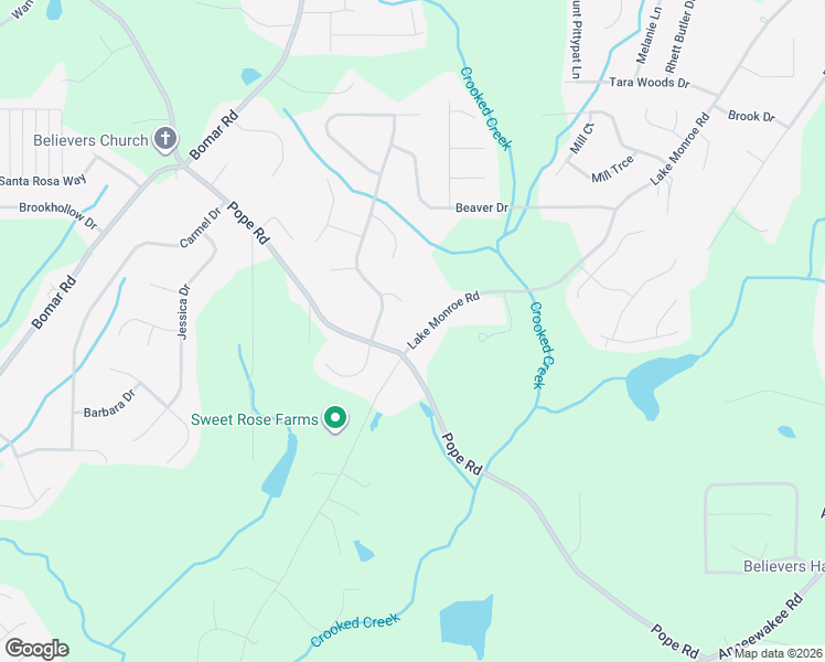 map of restaurants, bars, coffee shops, grocery stores, and more near 3187 Lake Monroe Rd in Douglasville