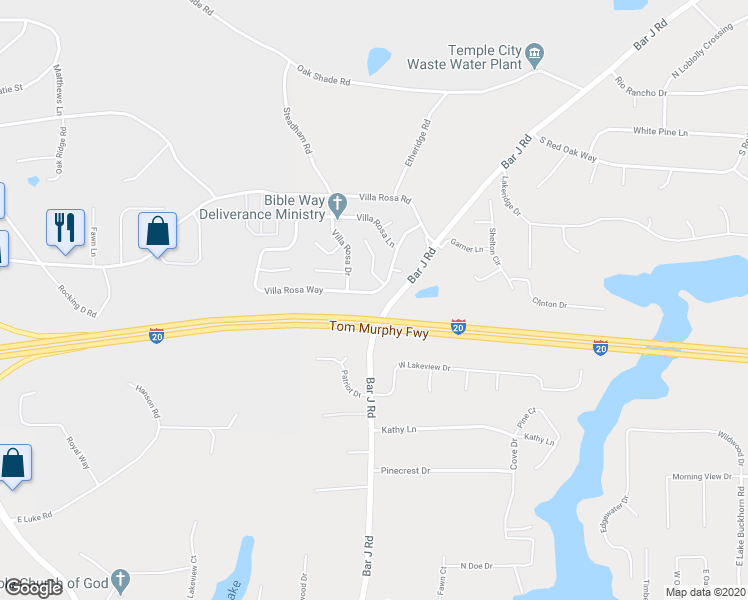 map of restaurants, bars, coffee shops, grocery stores, and more near 347 Villa Rosa Way in Temple