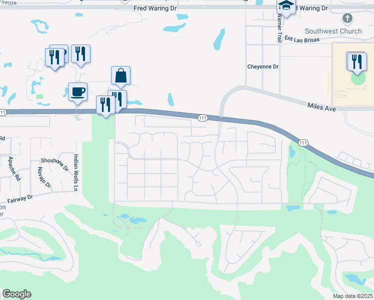 map of restaurants, bars, coffee shops, grocery stores, and more near 45415 Delgado Drive in Indian Wells