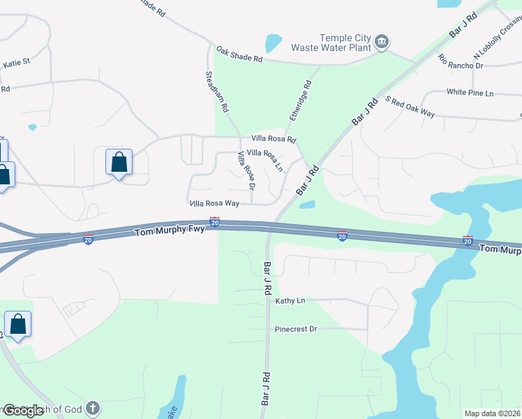 map of restaurants, bars, coffee shops, grocery stores, and more near 333 Villa Rosa Way in Temple