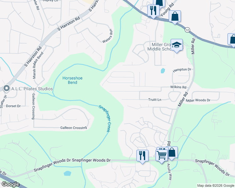 map of restaurants, bars, coffee shops, grocery stores, and more near 4817 Truitt Lane in Decatur