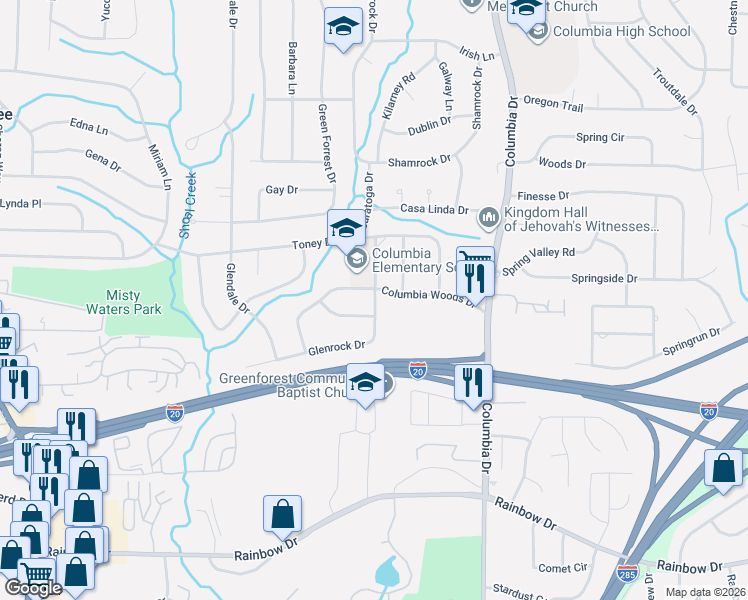 map of restaurants, bars, coffee shops, grocery stores, and more near 3228 Edgemont Way in Decatur