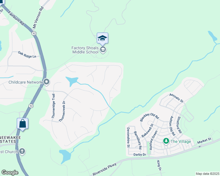 map of restaurants, bars, coffee shops, grocery stores, and more near 2155 Washington Drive in Douglasville