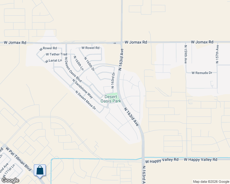 map of restaurants, bars, coffee shops, grocery stores, and more near 25745 North 163rd Drive in Surprise