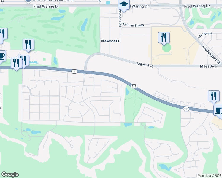 map of restaurants, bars, coffee shops, grocery stores, and more near 77339 Mallorca Lane in Indian Wells