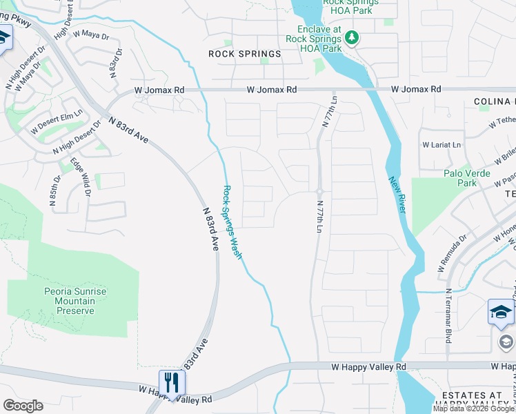 map of restaurants, bars, coffee shops, grocery stores, and more near North 83rd Avenue in Peoria