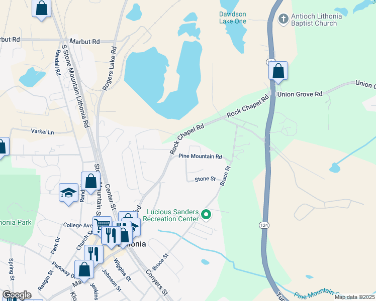 map of restaurants, bars, coffee shops, grocery stores, and more near 2331 Luther Street in Lithonia