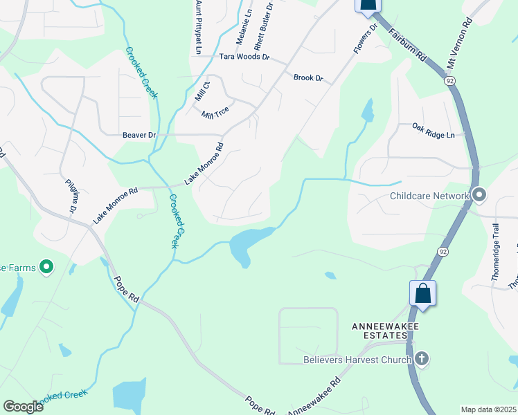 map of restaurants, bars, coffee shops, grocery stores, and more near 3835 Rifflepool Court in Douglasville