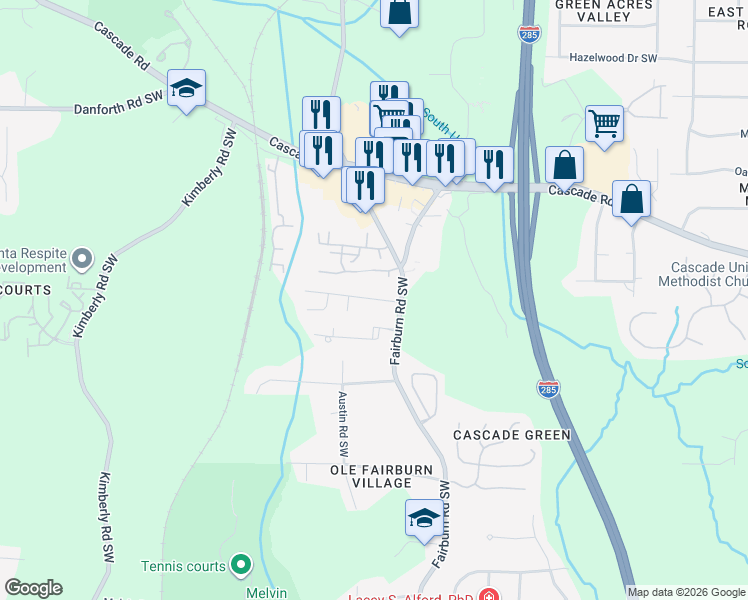 map of restaurants, bars, coffee shops, grocery stores, and more near 3716 Newhalem Street Southwest in Atlanta