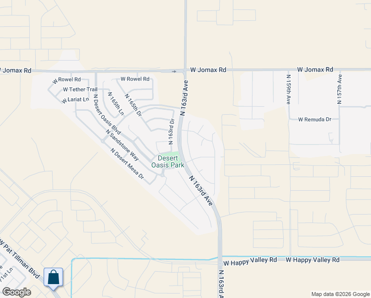 map of restaurants, bars, coffee shops, grocery stores, and more near 25745 North 163rd Drive in Surprise