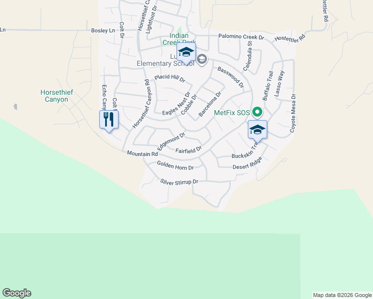 map of restaurants, bars, coffee shops, grocery stores, and more near 13485 Fairfield Drive in Corona