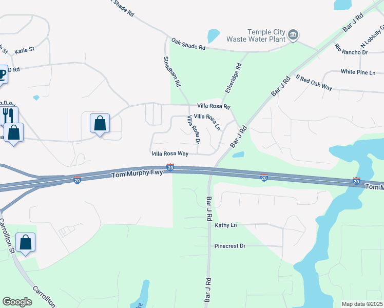 map of restaurants, bars, coffee shops, grocery stores, and more near 292 Villa Rosa Way in Temple