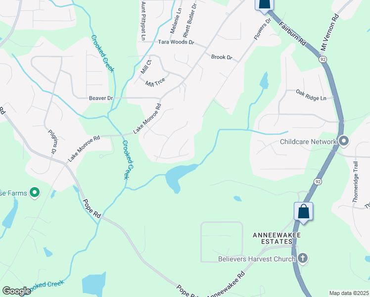 map of restaurants, bars, coffee shops, grocery stores, and more near 3835 Rifflepool Court in Douglasville