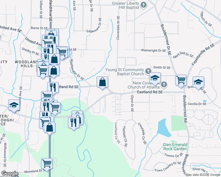 map of restaurants, bars, coffee shops, grocery stores, and more near in DeKalb County