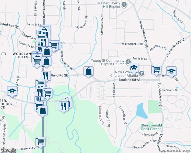 map of restaurants, bars, coffee shops, grocery stores, and more near in DeKalb County