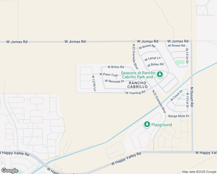 map of restaurants, bars, coffee shops, grocery stores, and more near 13619 West Desert Moon Way in Peoria