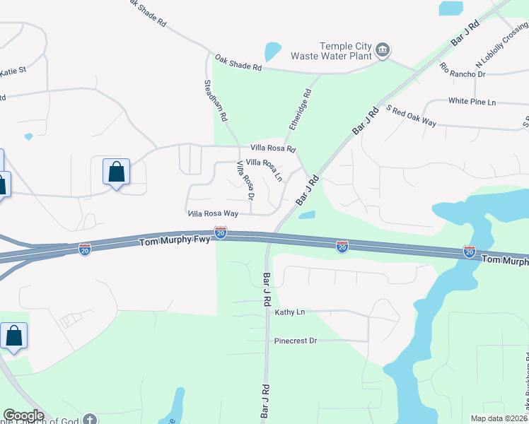 map of restaurants, bars, coffee shops, grocery stores, and more near 333 Villa Rosa Way in Temple