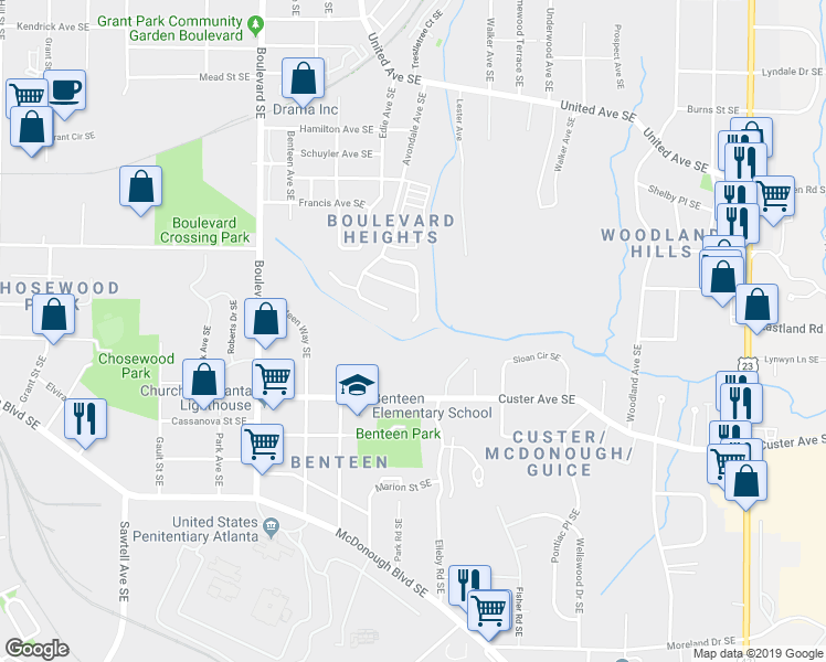 map of restaurants, bars, coffee shops, grocery stores, and more near 914 Teton Avenue Southeast in Atlanta