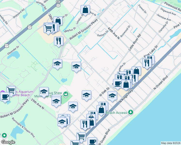 map of restaurants, bars, coffee shops, grocery stores, and more near 3761 Citation Way in Myrtle Beach