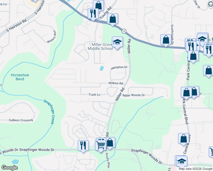 map of restaurants, bars, coffee shops, grocery stores, and more near 2329 Hampton Drive in Decatur