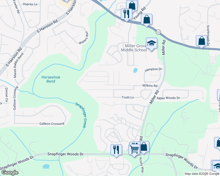 map of restaurants, bars, coffee shops, grocery stores, and more near 4884 Wilkins Station Drive in Decatur