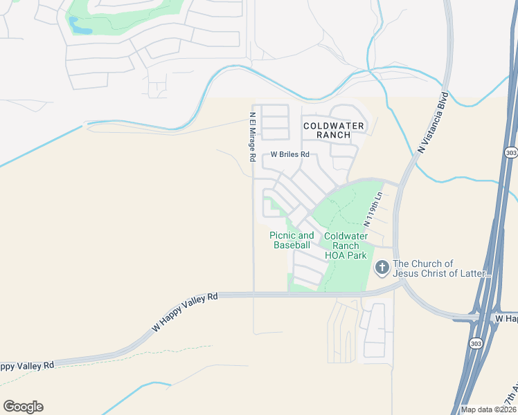 map of restaurants, bars, coffee shops, grocery stores, and more near 12265 West Paso Trail in Peoria