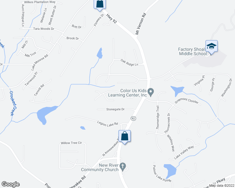 map of restaurants, bars, coffee shops, grocery stores, and more near 2609 Plantation Way in Douglasville