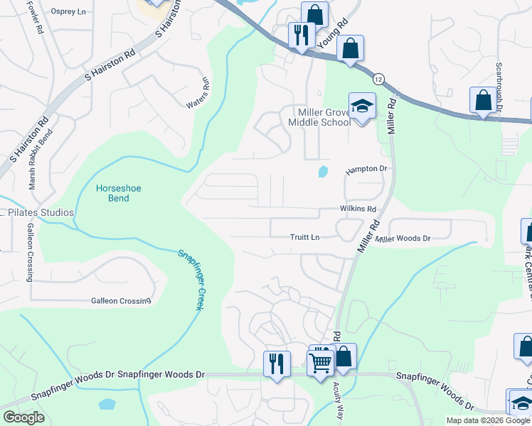 map of restaurants, bars, coffee shops, grocery stores, and more near 2330 Wilkins Cove in Decatur