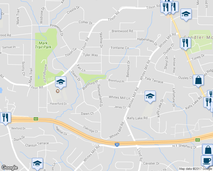 map of restaurants, bars, coffee shops, grocery stores, and more near 2366 South Eiffel Court in Decatur