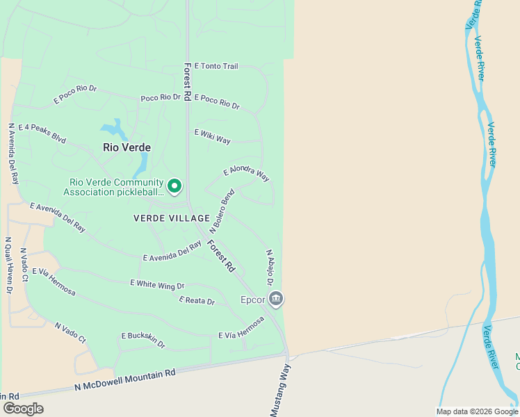 map of restaurants, bars, coffee shops, grocery stores, and more near 19122 East Vía Esquina in Rio Verde