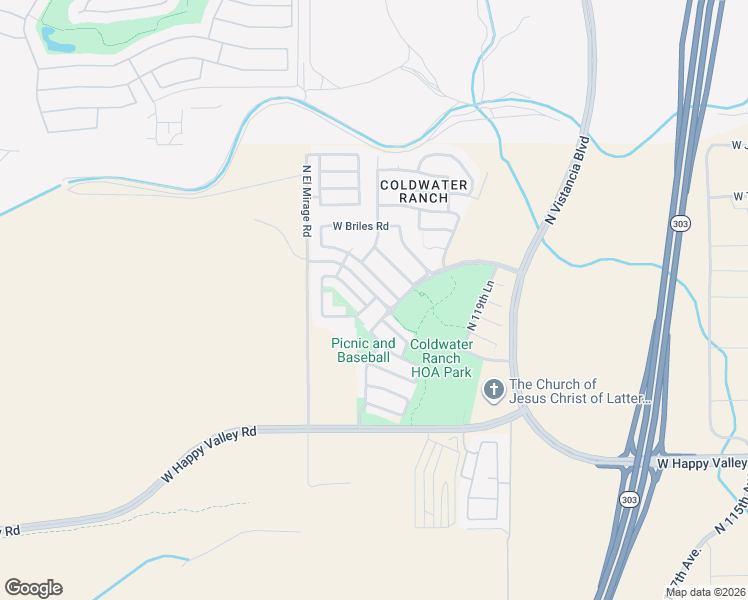 map of restaurants, bars, coffee shops, grocery stores, and more near 11437 West Prickly Pear Trail in Peoria