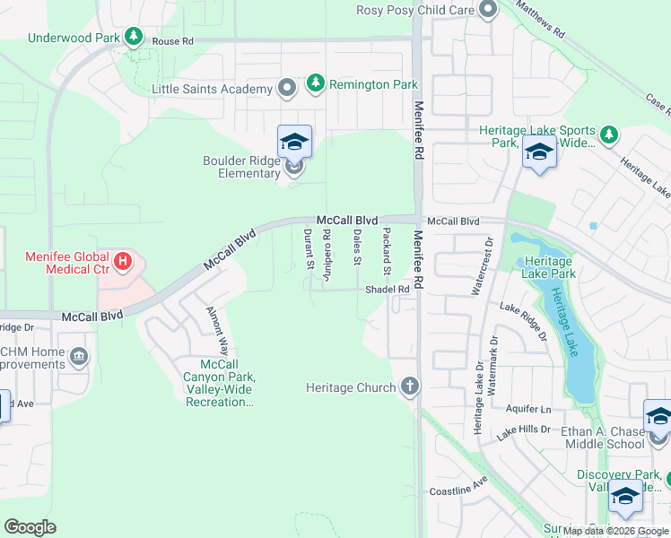 map of restaurants, bars, coffee shops, grocery stores, and more near 27675 Dales Street in Menifee