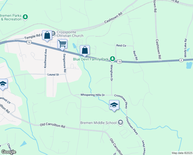 map of restaurants, bars, coffee shops, grocery stores, and more near 112 Redding Drive in Bremen